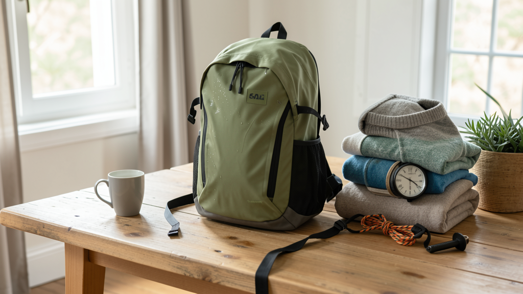 Imagen editorial que ilustra 3 características que diferencian una mochila impermeable real de una 'water-resistant' para tu excursión