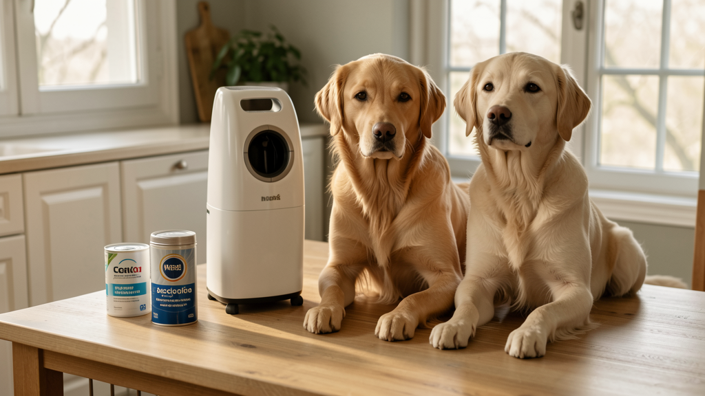 Detalle fotográfico relacionado con Estación de autovacío y dos Golden Retrievers: ¿Comodidad cara o salvavidas necesario?
